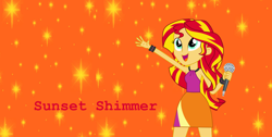 Size: 8824x4464 | Tagged: safe, artist:mlprocker123, sunset shimmer, human, equestria girls, absurd resolution, microphone, solo, vector, wallpaper