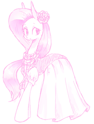 Size: 500x660 | Tagged: safe, artist:30clock, fluttershy, pegasus, pony, clothes, dress, pixiv, solo