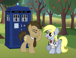 Size: 7619x5780 | Tagged: safe, artist:drawponies, artist:gray-gold, derpy hooves, doctor whooves, pegasus, pony, absurd resolution, doctor, doctor who, facehoof, female, mare, tardis