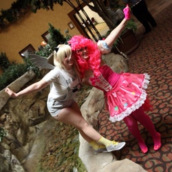 Size: 853x853 | Tagged: safe, derpy hooves, pinkie pie, human, cosplay, irl, irl human, photo