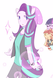 Size: 2370x3444 | Tagged: safe, artist:yuck, sci-twi, starlight glimmer, sunset shimmer, twilight sparkle, equestria girls, mirror magic, spoiler:eqg specials, beanie, clothes, hat, ponied up, solo focus, watch