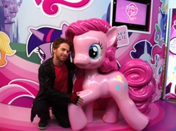 Size: 1024x765 | Tagged: safe, pinkie pie, human, irl, irl human, photo, seth green, statue