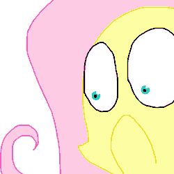 Size: 600x600 | Tagged: safe, artist:the weaver, fluttershy, pegasus, pony, frown, ms paint, reaction image, simple background, solo, white background