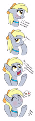 Size: 870x3000 | Tagged: safe, artist:joakaha, derpy hooves, pegasus, pony, blushing, comic, female, mare, muffin, solo