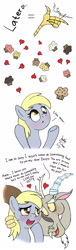 Size: 910x3010 | Tagged: safe, artist:joakaha, derpy hooves, discord, pegasus, pony, blushing, comic, derpcord, female, heart, male, mare, muffin, shipping, straight