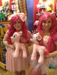 Size: 960x1280 | Tagged: safe, artist:nebularumour, artist:relaxing-into-sanity, pinkie pie, human, build-a-bear, cosplay, irl, irl human, photo, plushie