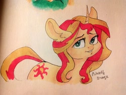 Size: 1280x960 | Tagged: safe, artist:rimmes-broose, sunset shimmer, pony, unicorn, solo, traditional art