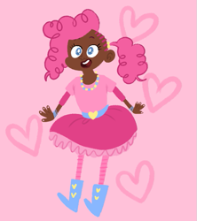 Size: 509x572 | Tagged: safe, artist:sailorswayze, pinkie pie, clothes, cornrows, dark skin, heart, humanized, necklace, skirt, solo