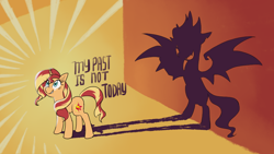 Size: 1000x563 | Tagged: safe, artist:cofotory, sunset shimmer, pony, unicorn, equestria girls, my past is not today, equestria girls ponified, ponified, shadow, solo