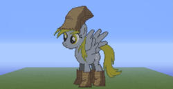 Size: 1365x703 | Tagged: safe, derpy hooves, pegasus, pony, block, female, mare, minecraft, minecraft pixel art, nightmare night, paper bag, paper bag wizard, pixel art, solo