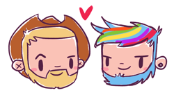 Size: 900x493 | Tagged: safe, artist:ilustravitor, derpibooru import, applejack, applejack (male), rainbow dash, human, appledash, beard, gay, humanized, male, rule 63, shipping