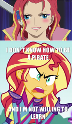 Size: 1407x2416 | Tagged: safe, edit, edited screencap, screencap, sunset shimmer, equestria girls, friendship games, caption, desire, exploitable meme, image macro, meme, one piece, sunset is not willing to learn