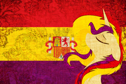 Size: 1500x1000 | Tagged: safe, sunset shimmer, pony, unicorn, country, flag, solo, spain, spanish republic, wallpaper