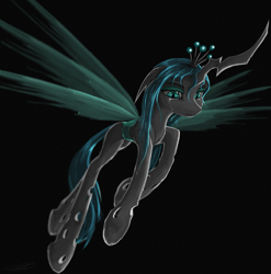 Size: 1535x1551 | Tagged: safe, artist:vladimir-olegovych, queen chrysalis, changeling, changeling queen, changelings in the comments, crying, flying