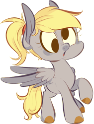 Size: 500x661 | Tagged: safe, artist:tweissie, derpy hooves, pegasus, pony, alternate hairstyle, female, hooves, mare, ponytail, simple background, solo, transparent background