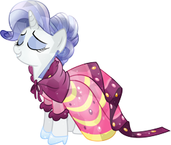 Size: 5500x4666 | Tagged: safe, artist:theshadowstone, rarity, crystal pony, pony, unicorn, .svg available, absurd resolution, alternate hairstyle, clothes, crystal rarity, crystallized, cute, dress, eyes closed, female, gala dress, glass slipper (footwear), high heels, mare, raribetes, rarity being rarity, shoes, simple background, solo, sweet dreams fuel, transparent background, vector