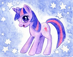 Size: 1800x1397 | Tagged: safe, artist:rayechu, derpibooru import, twilight sparkle, stars, traditional art