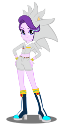 Size: 1499x2858 | Tagged: safe, artist:trungtranhaitrung, starlight glimmer, equestria girls, belly button, boots, bracelet, clothes, cosplay, costume, crossover, female, hoodie, jewelry, looking at you, midriff, shoes, shorts, silver the hedgehog, simple background, smiling, solo, sonic the hedgehog (series), transparent background, vector
