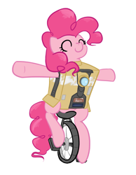 Size: 2113x2719 | Tagged: safe, artist:fribox, pinkie pie, earth pony, pony, borderlands, claptrap, in-universe cosplay, solo, unicycle