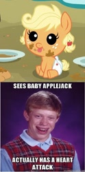 Size: 519x1047 | Tagged: safe, applejack, earth pony, pony, babyjack, bad luck brian, exploitable meme, meme