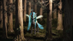 Size: 3800x2137 | Tagged: safe, artist:freasaloz, queen chrysalis, changeling, changeling queen, 3d, solo, source filmmaker, tree