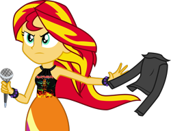 Size: 2606x1993 | Tagged: artist needed, safe, edit, sunset shimmer, equestria girls, rainbow rocks, iron maiden, microphone, simple background, sunset's shirt meme, transparent background, vector, vector edit