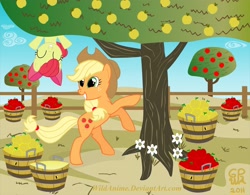 Size: 3310x2584 | Tagged: safe, artist:wildanime, apple bloom, applejack, earth pony, pony, blonde hair, female, filly, mare, orange coat, red mane, sisters