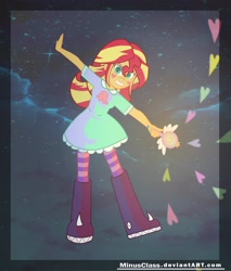 Size: 3945x4635 | Tagged: safe, artist:minusclass, sunset shimmer, equestria girls, absurd resolution, clothes, cosplay, costume, crossover, cute, disney, magic wand, shimmerbetes, smiling, solo, star butterfly, star vs the forces of evil