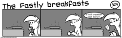 Size: 1280x404 | Tagged: safe, artist:tetrapony, derpy hooves, pegasus, pony, comic:the daily derp, comic, female, mare, monochrome, the fastly breakfasts