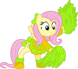 Size: 6749x6000 | Tagged: safe, artist:tk!, artist:yetioner, fluttershy, pegasus, pony, absurd resolution, cheerleader, clothes, pom pom, simple background, solo, transparent background, vector