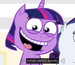 Size: 386x338 | Tagged: safe, derpibooru import, screencap, twilight sparkle, catholicism, christianity, religion, slaverty, swag.mov, youtube caption