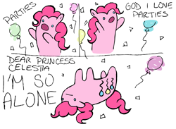 Size: 1901x1395 | Tagged: safe, artist:acrylonitrile, pinkie pie, earth pony, pony, party of one, comic, i'm so alone, meme