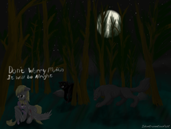 Size: 8000x6000 | Tagged: safe, artist:idontrunntoofast, derpy hooves, dinky hooves, pegasus, pony, absurd resolution, crying, female, field, mare, night, sad, scared