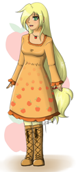 Size: 778x1750 | Tagged: safe, artist:naitmaerev2, applejack, humanized, lolita fashion, solo