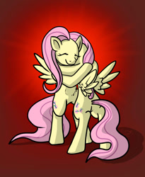 Size: 900x1100 | Tagged: safe, artist:davidcurser, fluttershy, pegasus, pony, female, hug, mare, self ponidox