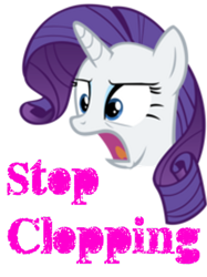 Size: 500x667 | Tagged: safe, rarity, pony, unicorn, anti-clop, meme, solo, stop