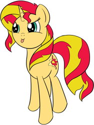 Size: 2500x3325 | Tagged: safe, artist:datapony, sunset shimmer, pony, unicorn, solo, tongue out