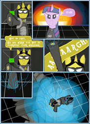 Size: 1700x2338 | Tagged: safe, artist:sadlylover, derpibooru import, twilight sparkle, comic, kai leng, mass effect, ponified