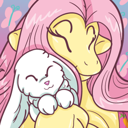 Size: 500x500 | Tagged: safe, artist:akuoreo, angel bunny, fluttershy, anthro, icon