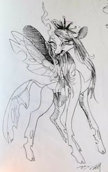 Size: 1213x1920 | Tagged: safe, artist:creeate97, queen chrysalis, changeling, changeling queen, female, sketch, solo