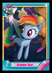 Size: 428x600 | Tagged: safe, artist:joy-ang, artist:tony cliff, derpibooru import, rainbow dash, seapony (g4), my little pony: the movie, the art of my little pony: the movie, concept art, foil cards, merchandise, my little pony logo, seaponified, seapony rainbow dash, species swap, underwater