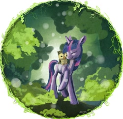 Size: 1338x1297 | Tagged: safe, artist:ponygoggles, derpibooru import, owlowiscious, twilight sparkle, forest, simple background, white background