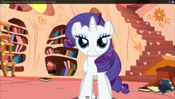 Size: 1366x768 | Tagged: safe, rarity, pony, unicorn, female, looking at you, mare, purple mane, solo, turnabout storm, white coat