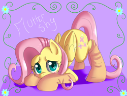 Size: 1600x1200 | Tagged: safe, artist:annakitsun3, fluttershy, pegasus, pony, blushing, clothes, cute, face down ass up, shy, shyabetes, socks, solo