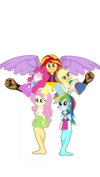 Size: 720x1280 | Tagged: safe, artist:dwayneflyer, derpibooru import, applejack, fluttershy, pinkie pie, rainbow dash, sunset shimmer, twilight sparkle, twilight sparkle (alicorn), alicorn, equestria girls, combine, fist, fusion, half-life, simple background, transparent background