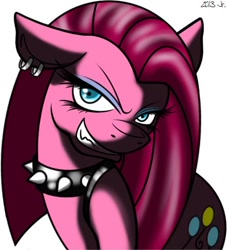 Size: 444x488 | Tagged: safe, artist:the-junior-flow, pinkie pie, earth pony, pony, collar, pinkamena diane pie, solo