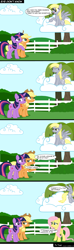 Size: 1187x4000 | Tagged: safe, artist:veggie55, applejack, derpy hooves, fluttershy, twilight sparkle, earth pony, pegasus, pony, cloud, cloudy, comic, female, mare