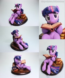 Size: 2093x2500 | Tagged: safe, artist:dustysculptures, derpibooru import, twilight sparkle, adorkable, book, cute, dork, sculpture, that pony sure does love books