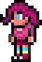 Size: 60x88 | Tagged: safe, pinkie pie, barely pony related, expy, lowres, party girl, pixel art, pony cameo, pony reference, possibly pony related, simple background, solo, sprite, terraria, transparent background