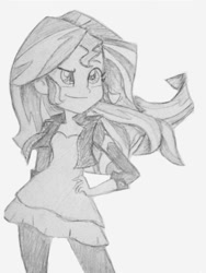 Size: 640x853 | Tagged: safe, artist:djzapapple, sunset shimmer, equestria girls, simple background, sketch, solo, traditional art, white background